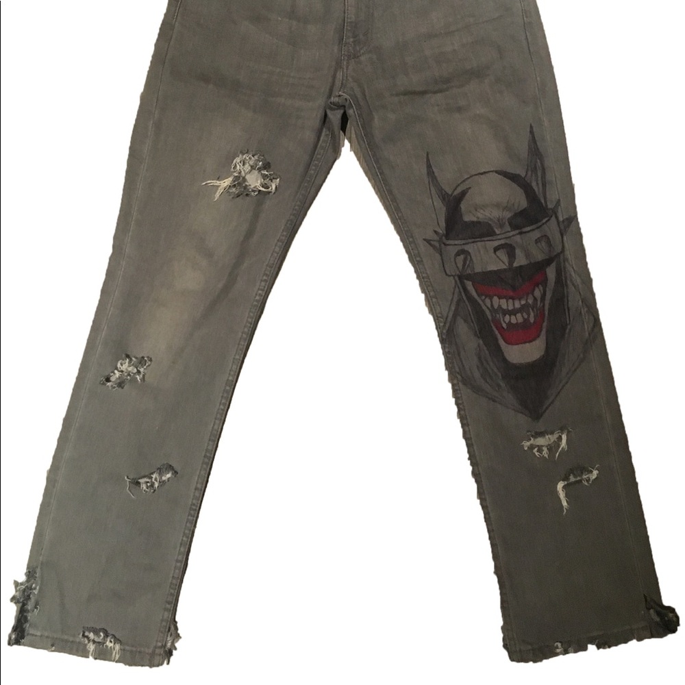 Hand Painted “The Batman who Laughs” denim